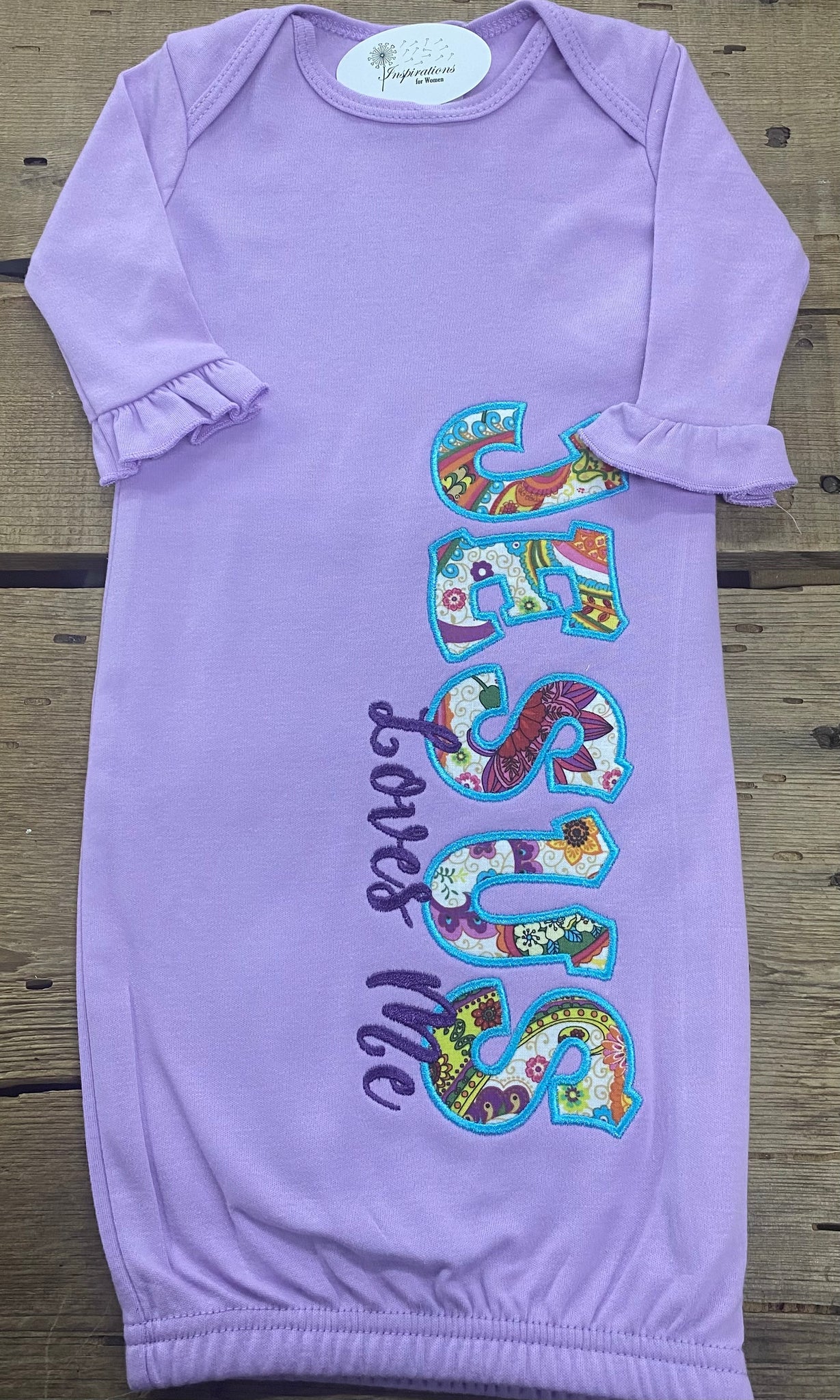 Jesus Loves Me Purple Baby Gown