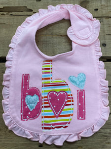 Monogram Ruffle Baby Bib