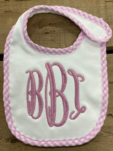 Monogram Ruffle Baby Bib