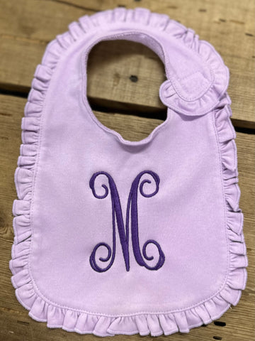 Initial Ruffle Baby Bib