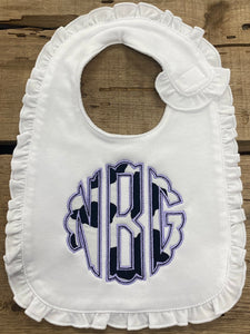 Monogram Ruffle Baby Bib