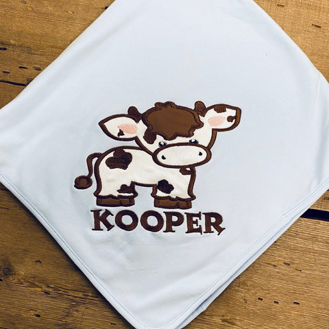 Kooper Cow Baby Blanket