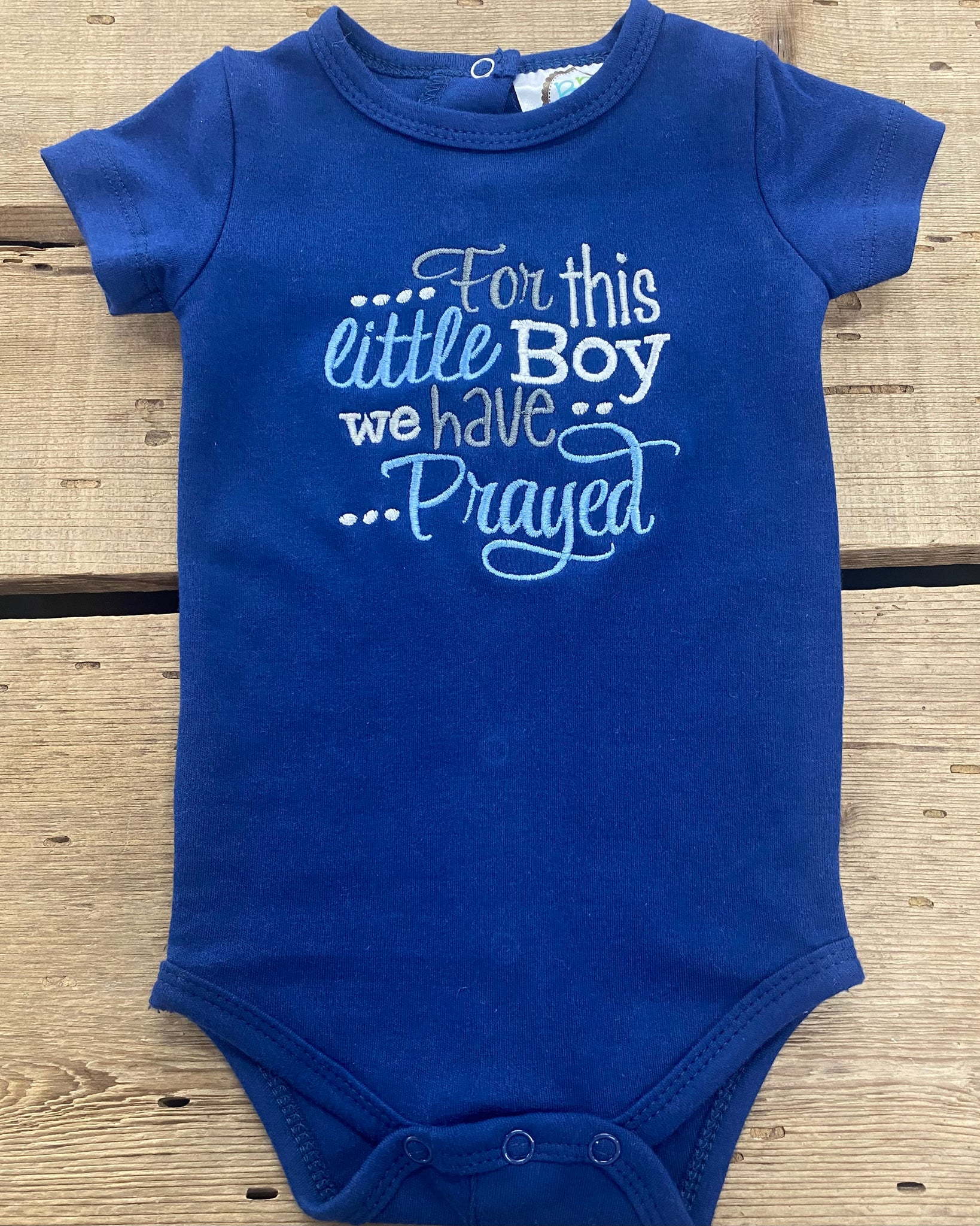 For This Little Boy We Have Prayed Onesie