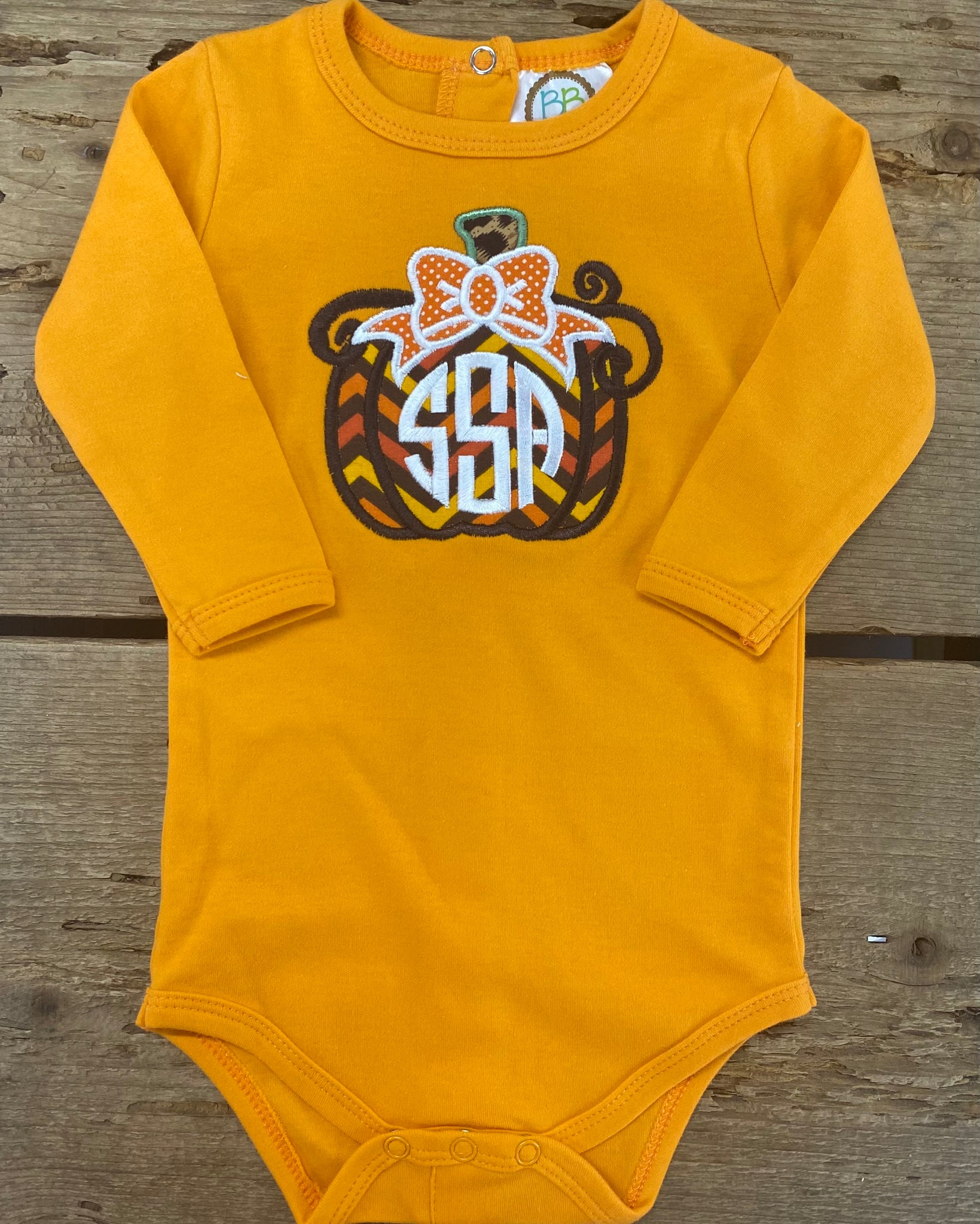 Monogram Pumpkin Long Sleeve Onesie