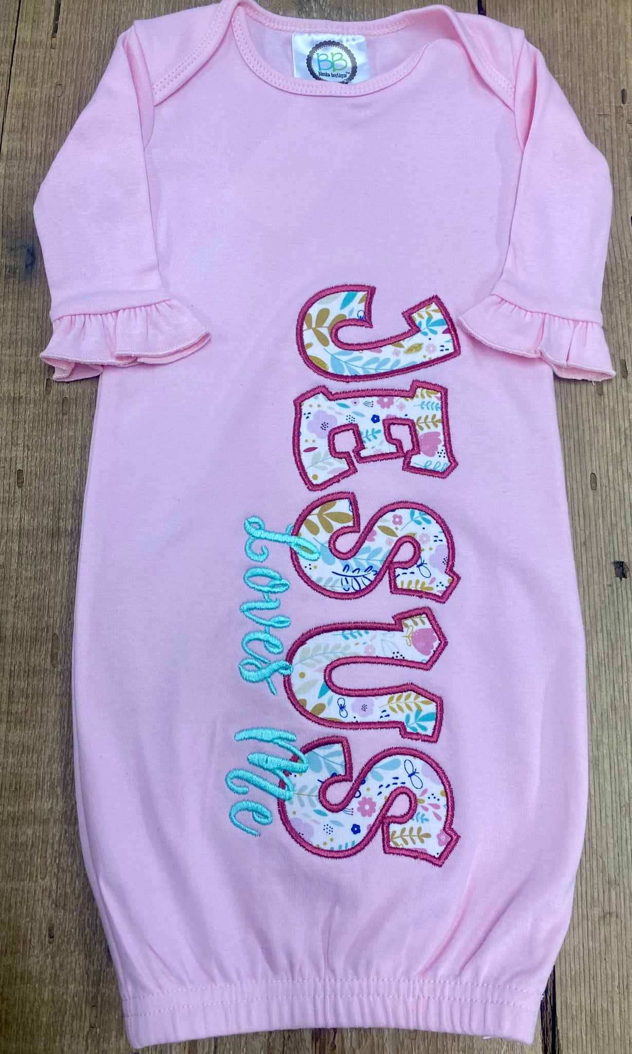 Jesus Loves Me Pink Baby Gown