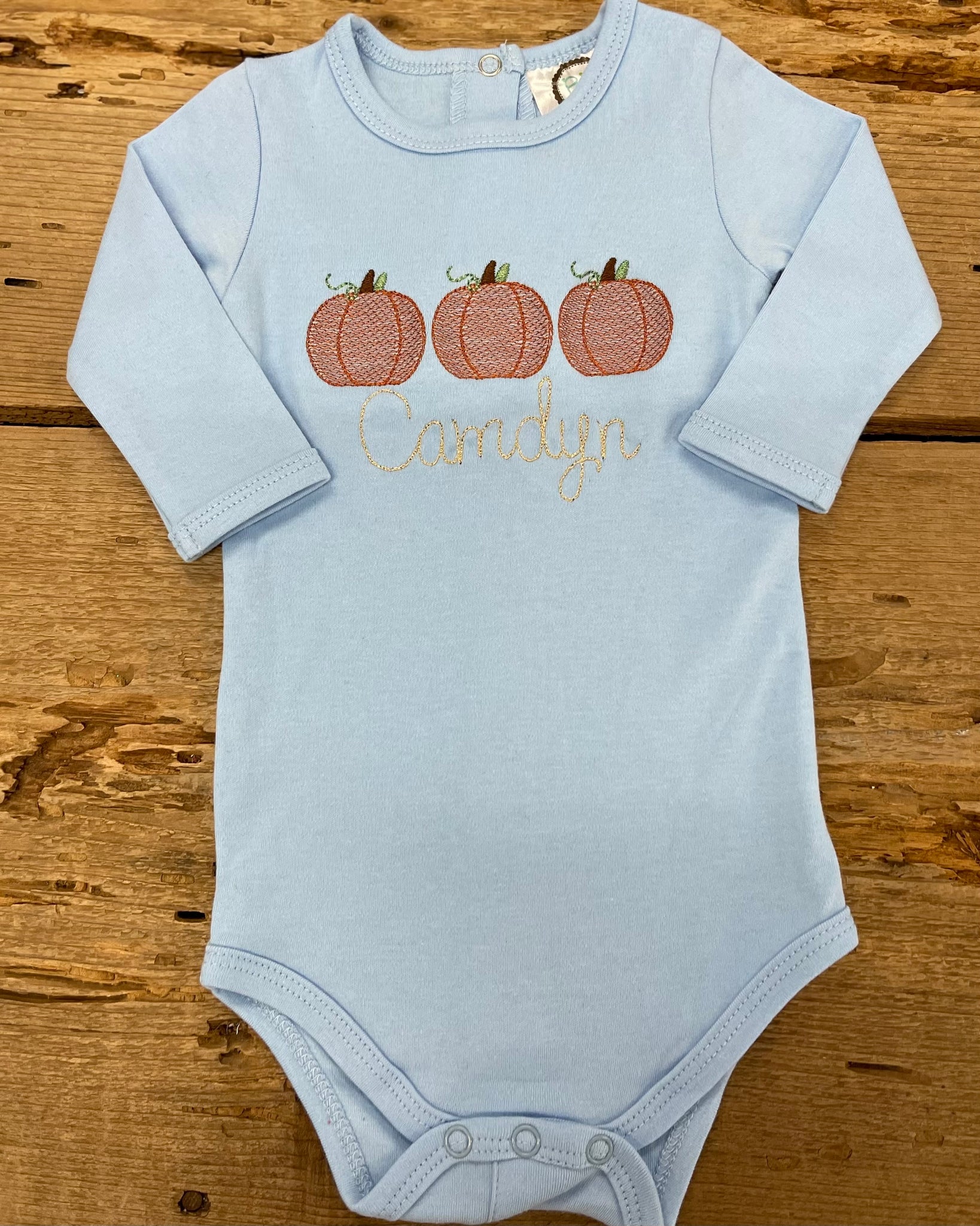 Camdyn Pumpkin Long Sleeve Onesie