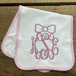 Monogram Bow Baby Burp Cloth