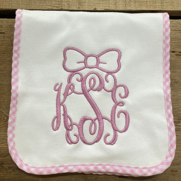 Monogram Bow Baby Burp Cloth