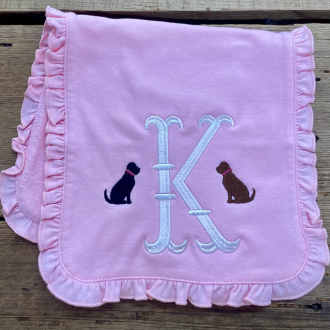 Initial Dog Baby Burp Cloth