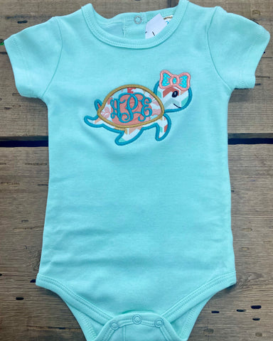 Turtle Monogram Onesie