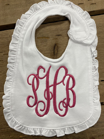 Monogram Ruffle Baby Bib