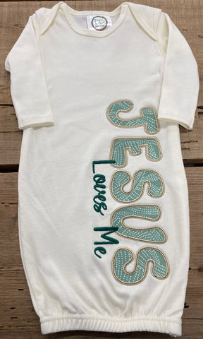 Jesus Loves Me Cream Baby Gown