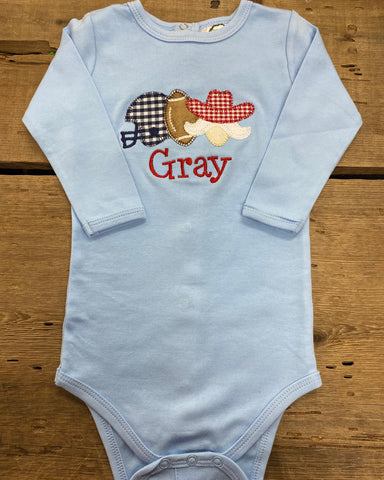 Gray Football Long Sleeve Onesie