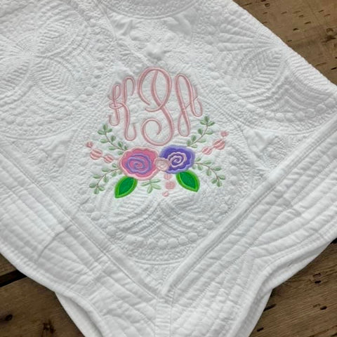 Monogram Floral Baby Quilt