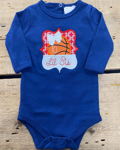 Lil Sis Basketball Long Sleeve Onesie