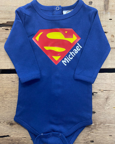 Michael Superman Long Sleeve Onesie