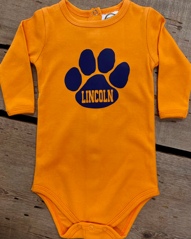 Lincoln Paw Long Sleeve Onesie