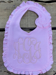 Monogram Ruffle Baby Bib