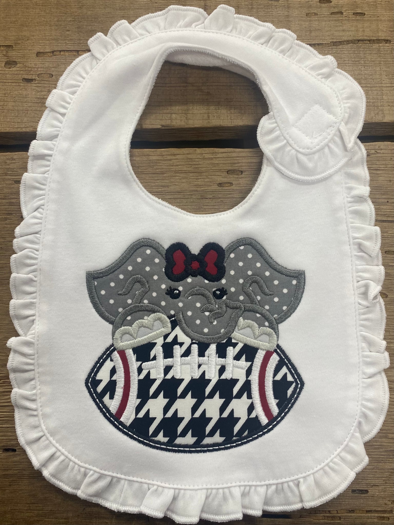 Elephant Roll Tide Ruffle Baby Bib