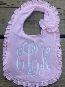 Monogram Ruffle Baby Bib