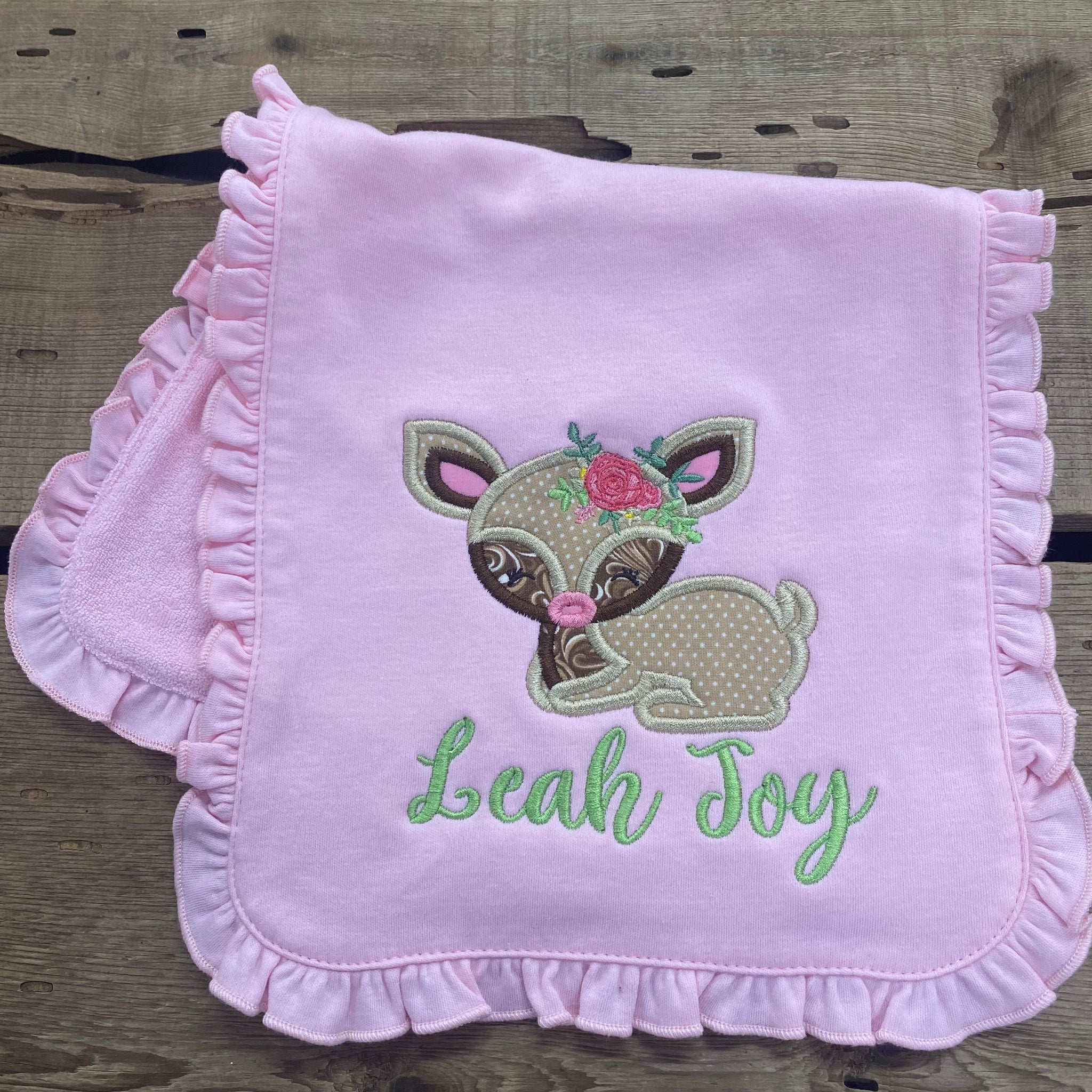 Leah Joy Deer Baby Burp Cloth