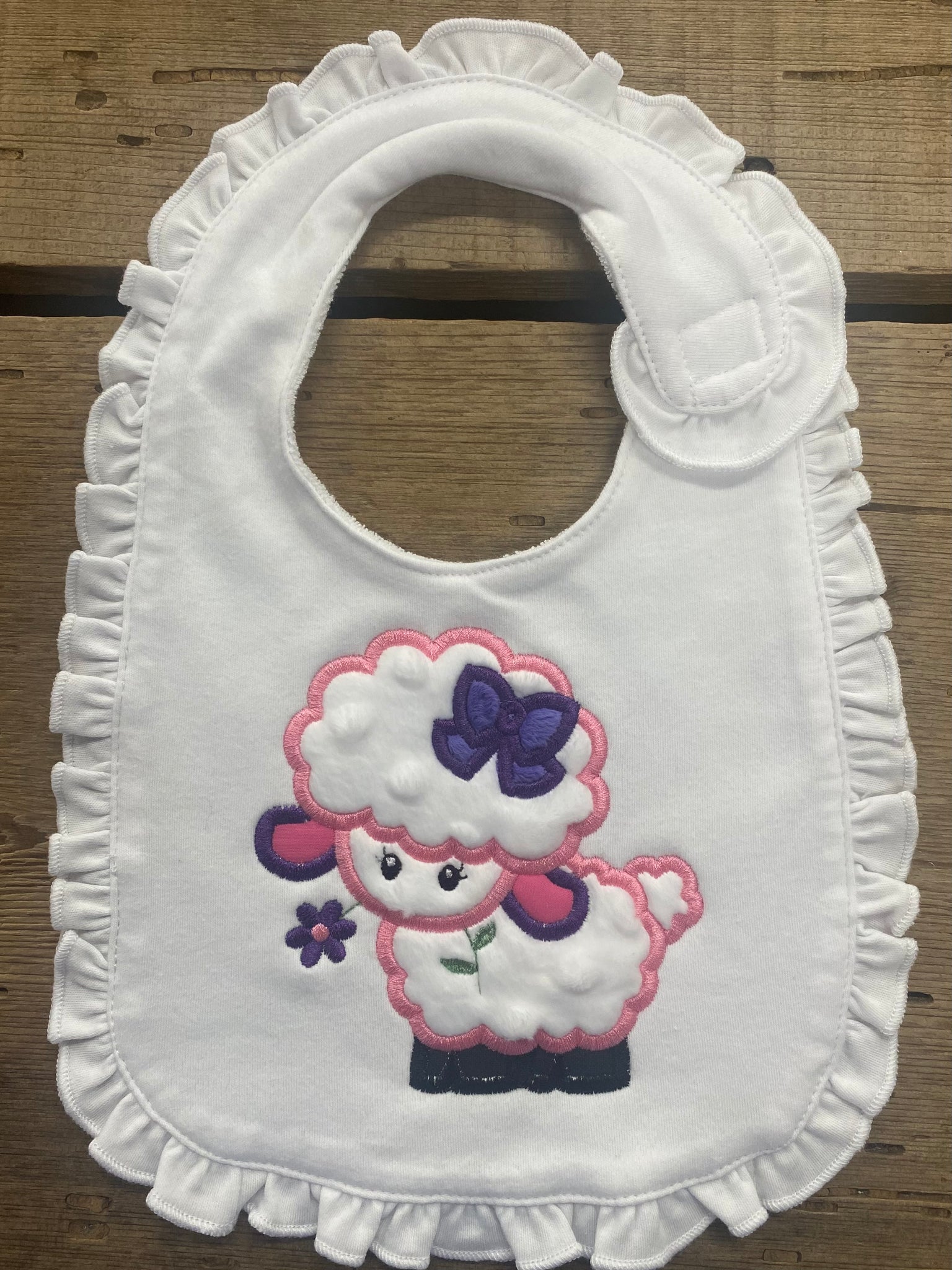 Sheep Ruffle Baby Bib