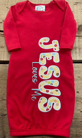 Jesus Loves Me Red Baby Gown