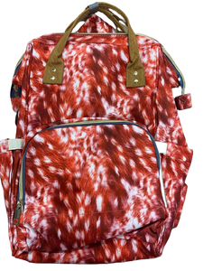 Red & White Print Insulated Diaper Bag