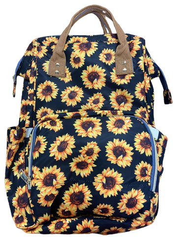Sunflower Print Insulated Diaper Bag