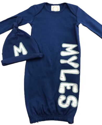 Myles Baby Gown & Top Knot Baby Hat