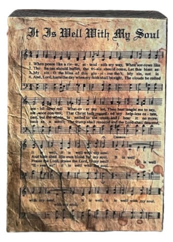 Wooden Block Sheet Music-“It Is Well With My Soul”