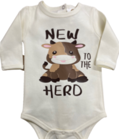 New To The Herd Long Sleeve Baby Onesie