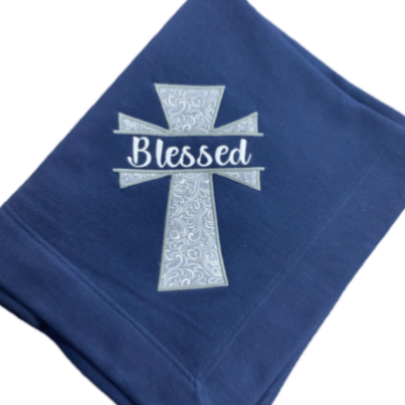 Split Cross Aphorism/Name Gildan Fleece Blanket
