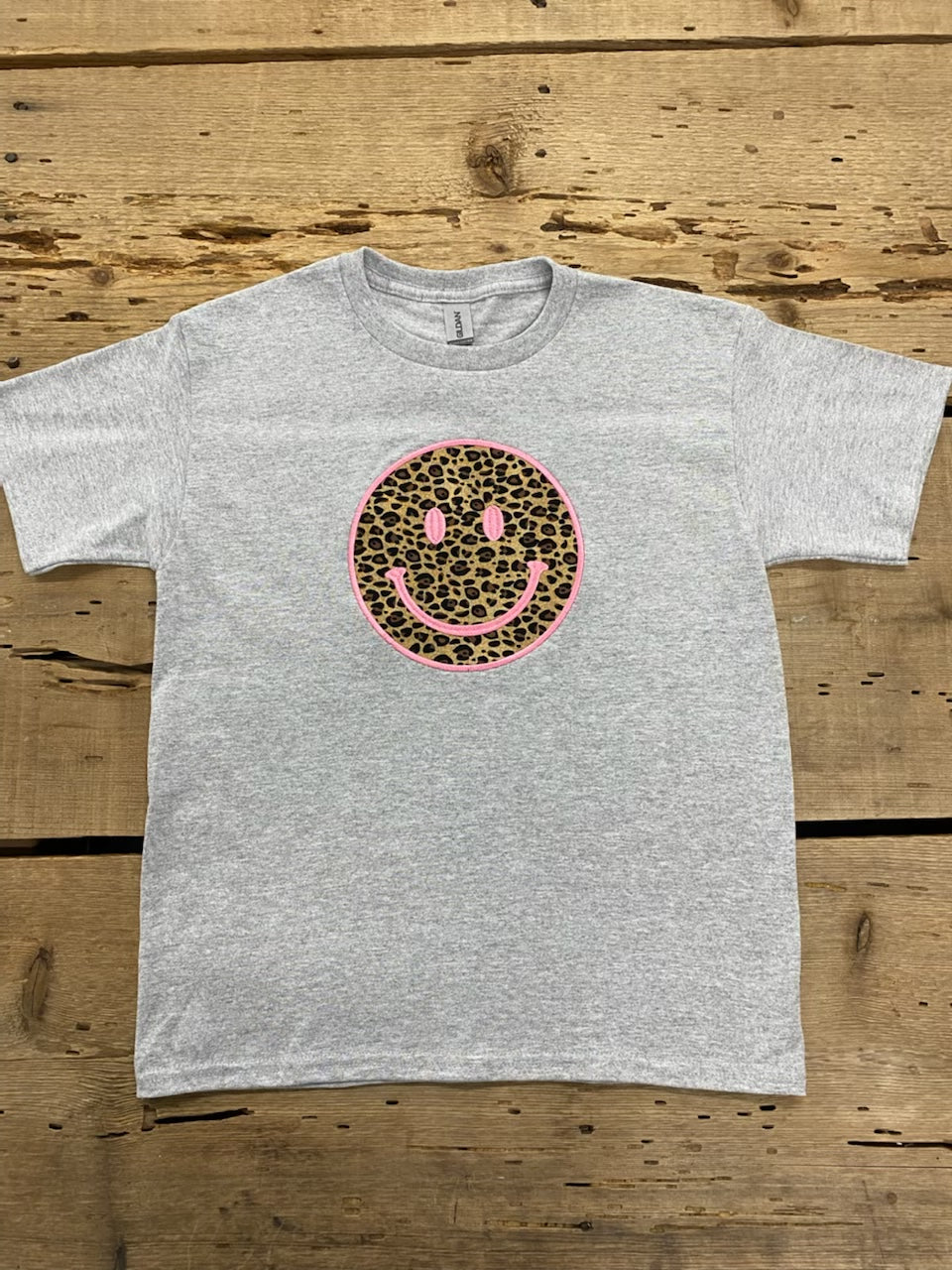 Smiley Face Leopard Short Sleeve Shirt