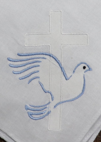 Cross/Dove Linen Handkerchief