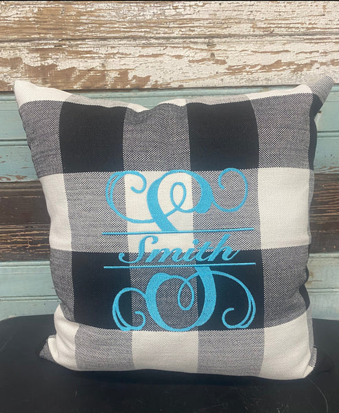 Split Initial Decorative Throw Pillow