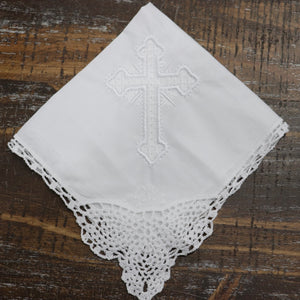Cross Linen & Lace Handkerchief