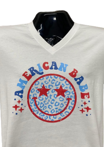 American Babe V-Neck Short Sleeve Shirt