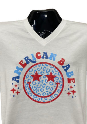 American Babe V-Neck Short Sleeve Shirt