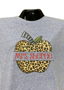 Split Leopard Print Apple Short Sleeve Shirt