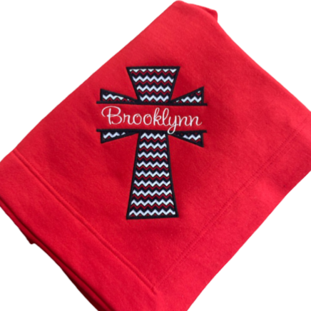 Split Cross Name/Aphorism Gildan Fleece Blanket
