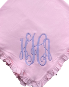 Monogram Ruffle Baby Blanket