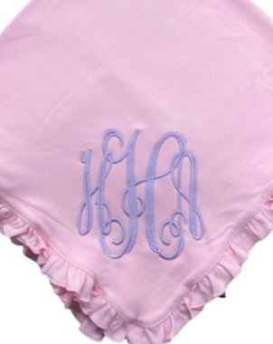 Monogram Ruffle Baby Blanket