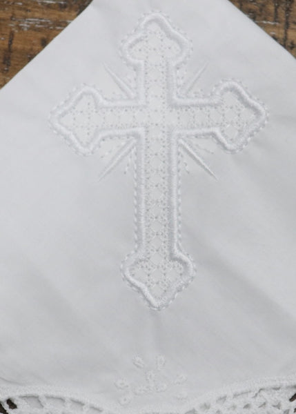 Cross Linen & Lace Handkerchief