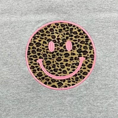 Smiley Face Leopard Short Sleeve Shirt