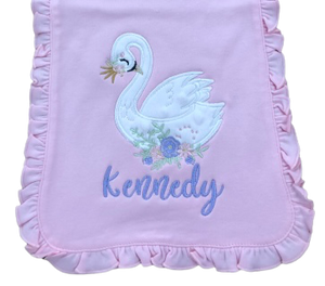 Kennedy/Swan Ruffle Baby Burp Cloth