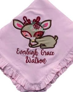 Everleigh Grace Watson/Deer Ruffle Baby Blanket