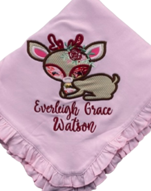 Everleigh Grace Watson/Deer Ruffle Baby Blanket