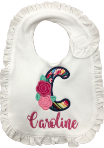 Caroline/Flower Ruffle Baby Bib