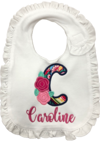 Caroline/Flower Ruffle Baby Bib